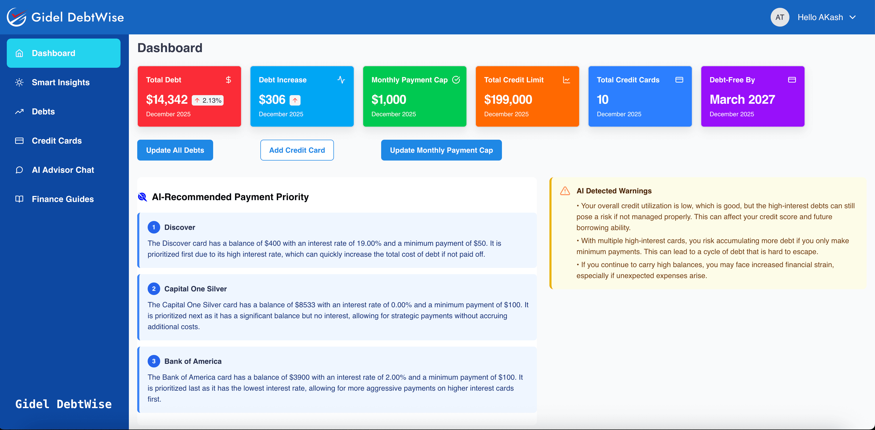 GidelDebtWise Dashboard Preview